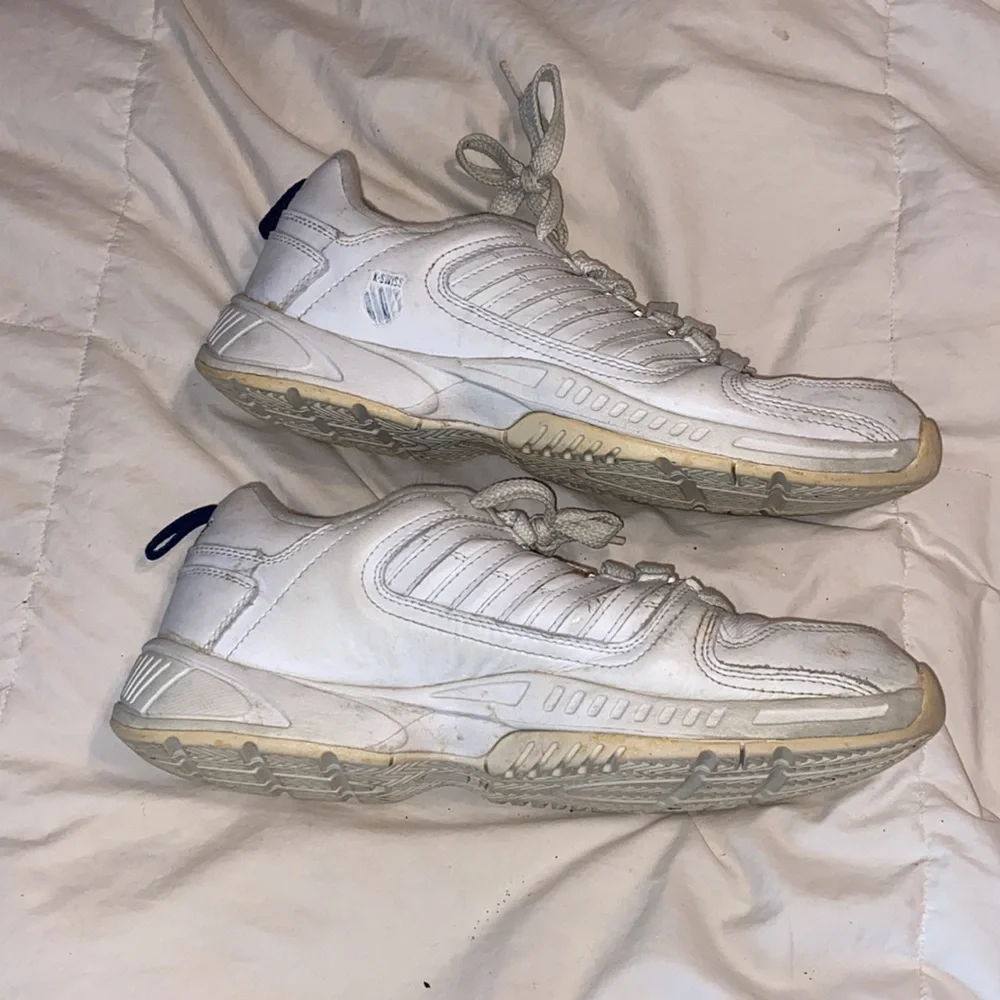 K Swiss white leather sneakers, size 9